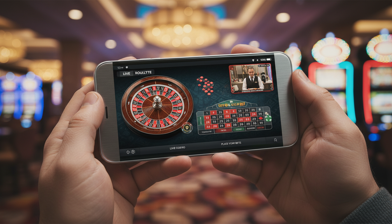 Gracz korzystający z kasyna online na smartfonie